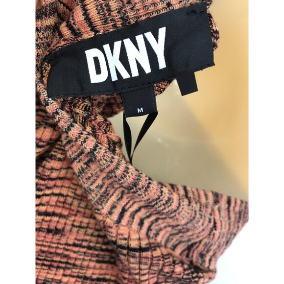 DKNY Donna Karen Stretch Halter Space Dye Knit Dress Orange Black Medium NEW - Picture 7 of 8